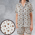 Nintendo Donkey Kong Characters Pattern Satin Short-Sleeve Pajamas Set