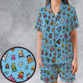 8-bit Breakfast Cereal Icons Satin Short-Sleeve Pajamas Set
