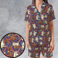 The Angry Beavers Pattern Satin Short-Sleeve Pajamas Set