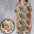 Goofy Vintage Posters Satin Short-Sleeve Pajamas Set