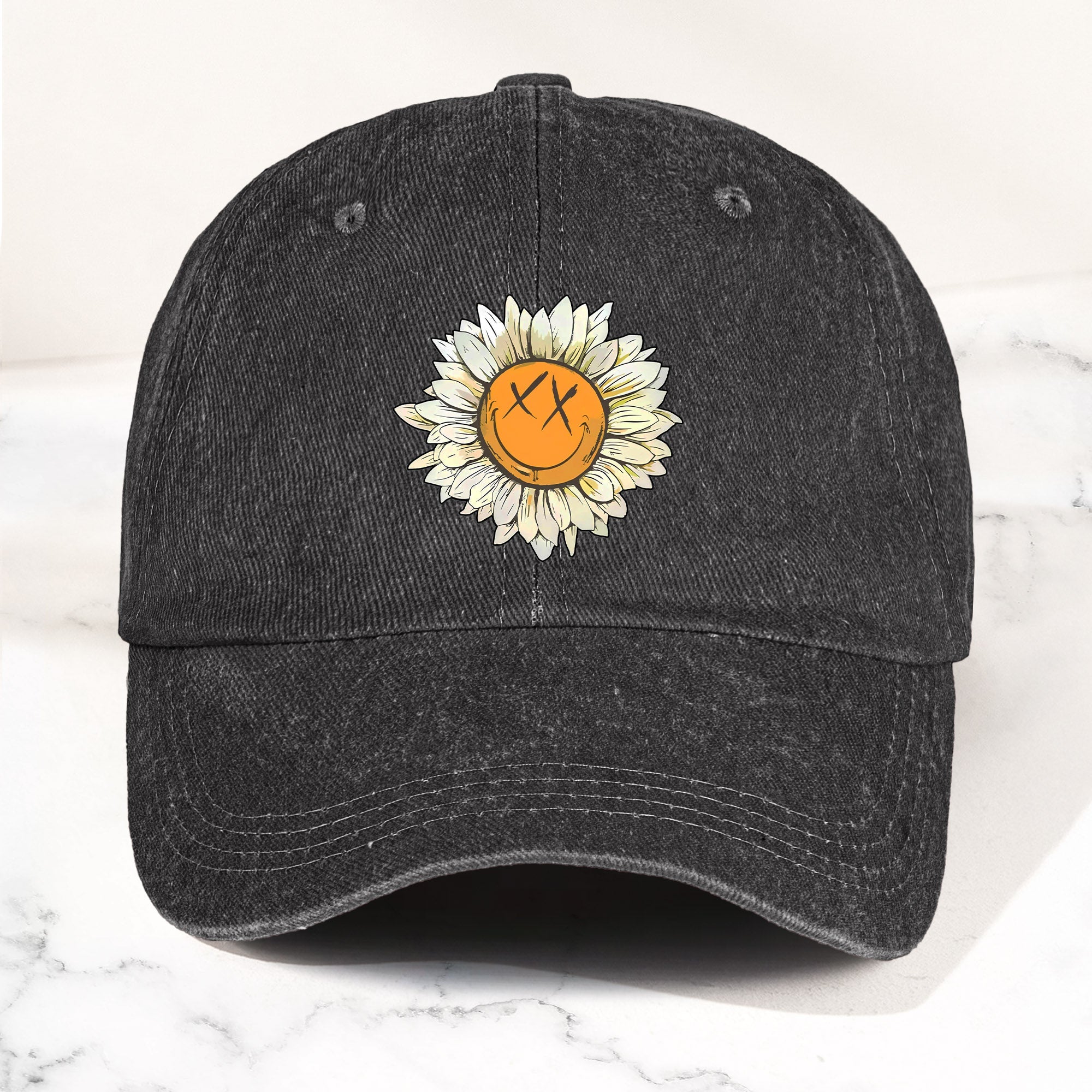 Blink-182 Denim Cap Sunflower Smiley Aesthetic Dad Hat (With Box)