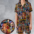 Daria Sick Sad Fiction Pattern Satin Short-Sleeve Pajamas Set