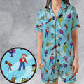 Frankenstein Jr. And The Impossibles Satin Short-Sleeve Pajamas Set