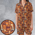 Retro Chewy Summer Vibes Satin Short-Sleeve Pajamas Set