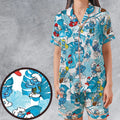 The Smurfs Pattern Satin Short-Sleeve Pajamas Set