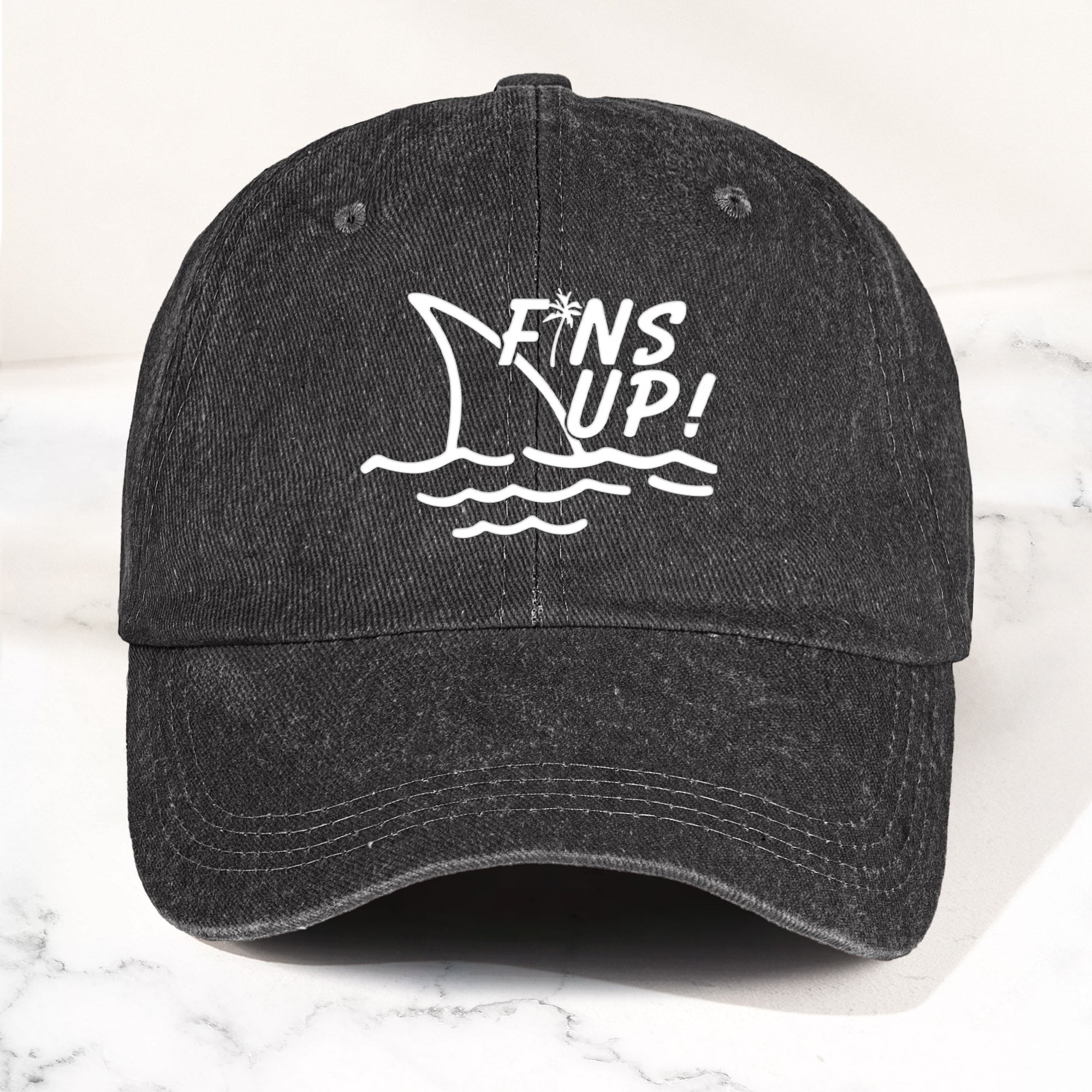 Jimmy Buffett Denim Dad Cap Fins Up Margaritaville Beach Vibes Hat (With BOX)