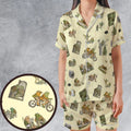 Frog and Toad Pattern Satin Short-Sleeve Pajamas Set