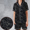 Black Raven Pattern Satin Short-Sleeve Pajamas Set