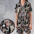 Crime Scene Scream Aesthetic Pattern Satin Short-Sleeve Pajamas Set