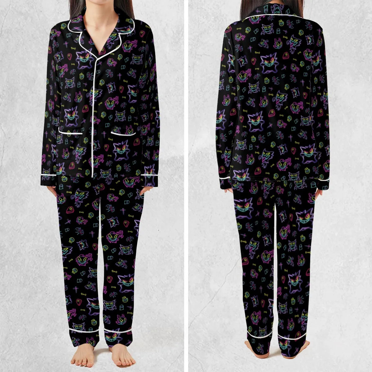 Neon Gastly Haunter Gengar Pokemon Pajamas Set