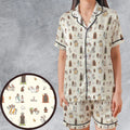 The Holy Grail Pattern Monty Python Button Down Satin Short-Sleeve Pajamas Set