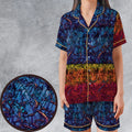 Stained Glass Cthulhu H.P Lovecraft Satin Short-Sleeve Pajamas Set