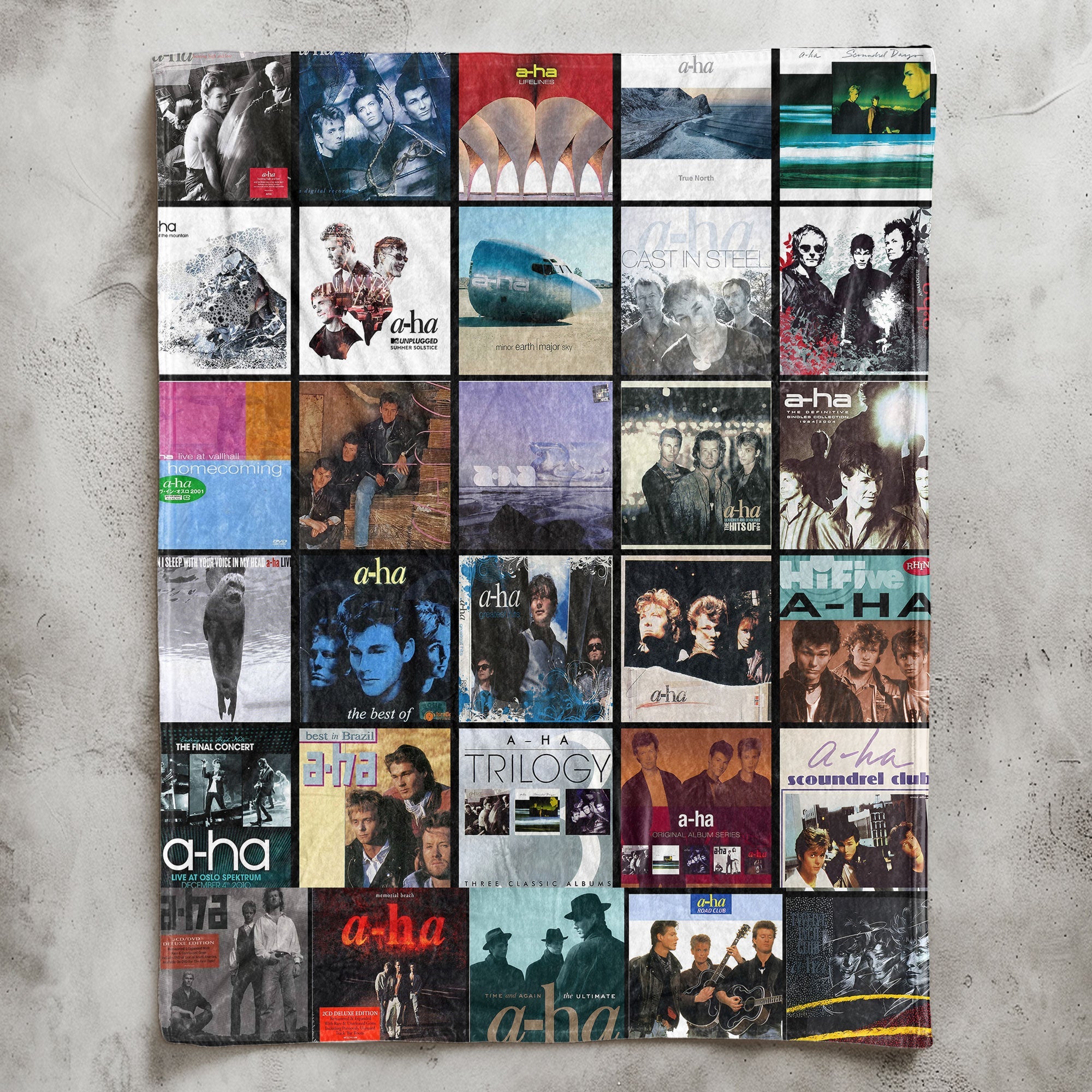 A-ha Sherpa Blanket Iconic Album Cover Collage Cozy Throw for Synth-Pop Fans