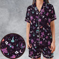 Lavender Town Pokemon Pattern Satin Short-Sleeve Pajamas Set