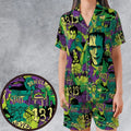 Oh Groovy Frankenstein Universal Horror Satin Short-Sleeve Pajamas Set