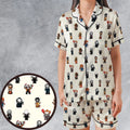 Horror Movies Characters Pattern Satin Short-Sleeve Pajamas Set