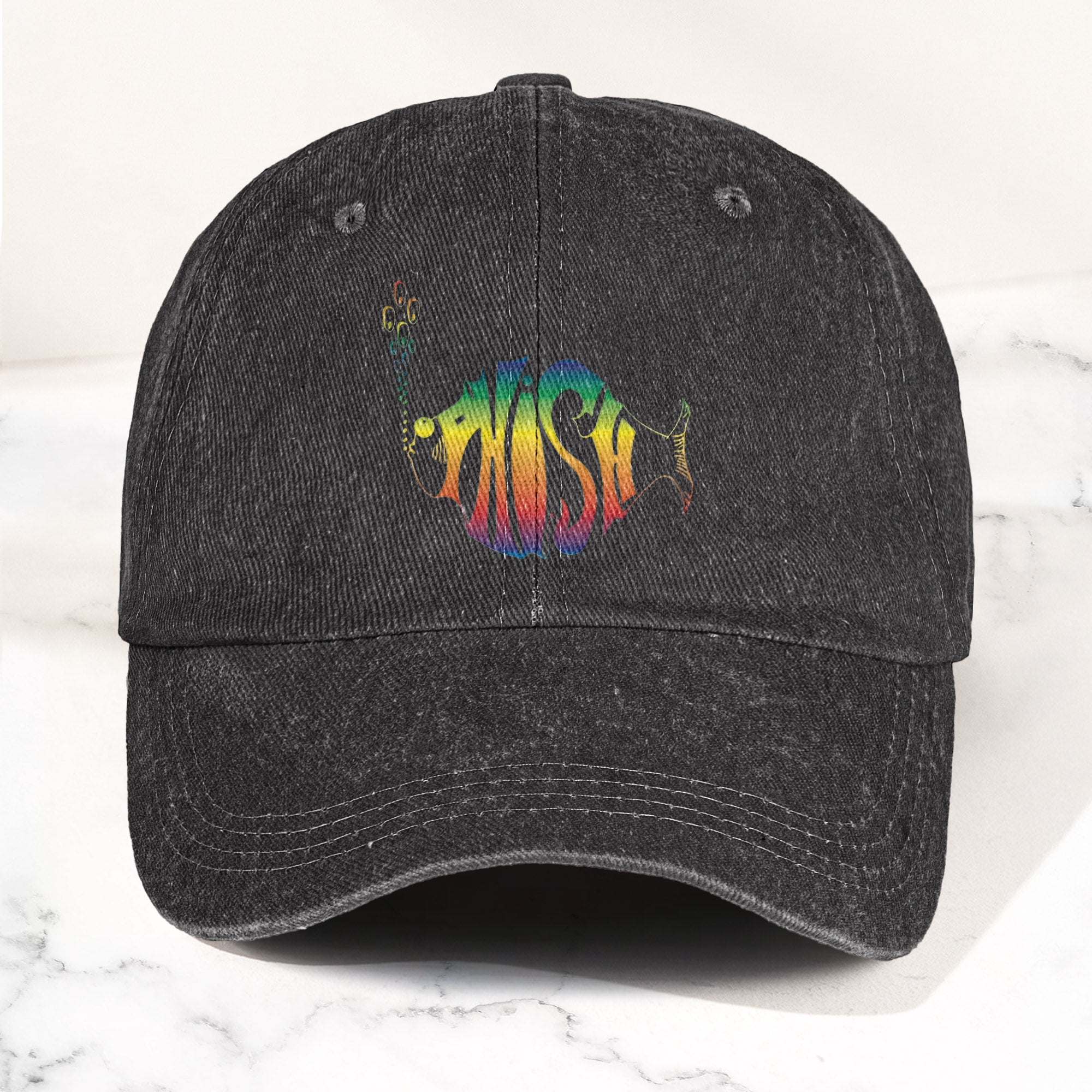 Phish Rainbow Fish Logo Denim Cap Retro Music Phish Cap Gift For Dad (With Box)