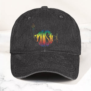 Phish Rainbow Fish Logo Denim Cap Retro Music Phish Cap Gift For Dad (With Box)