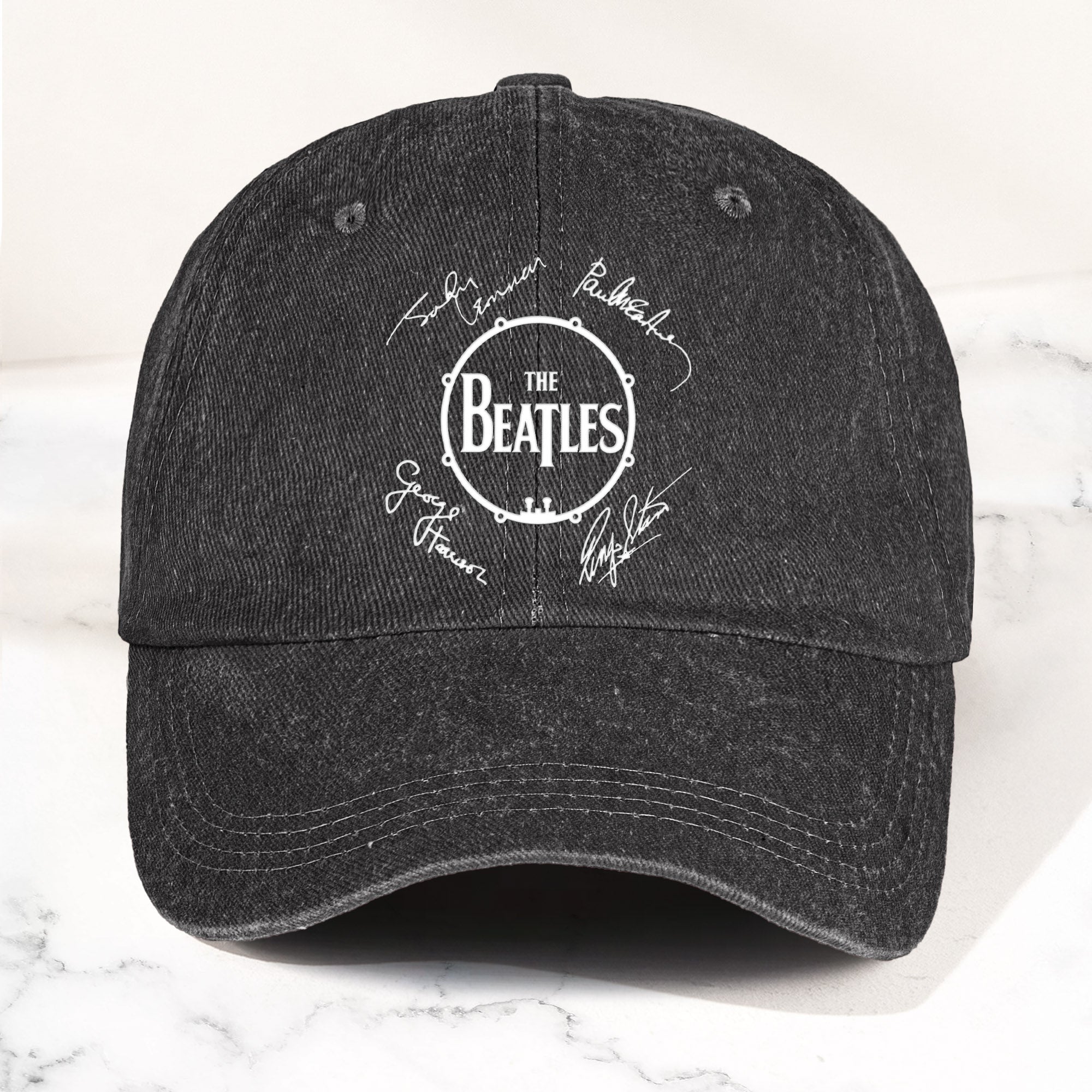 The Beatles Denim Dad Cap Classic Drum Logo Signature Design ( With BOX)