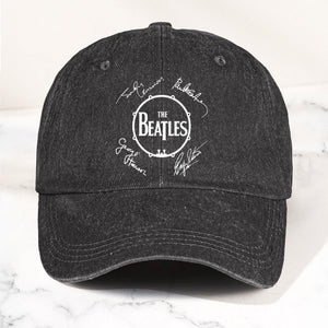 The Beatles Denim Dad Cap Classic Drum Logo Signature Design ( With BOX)