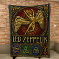 Led Zeppelin Sherpa Blanket Icarus Swan Song Stained Glass Rock Icon Throw Blanket