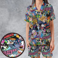 Cartoon Craze Satin Short-Sleeve Pajamas Set