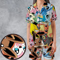 Cute Eevee Evolution Pokemon Satin Short-Sleeve Pajamas Set