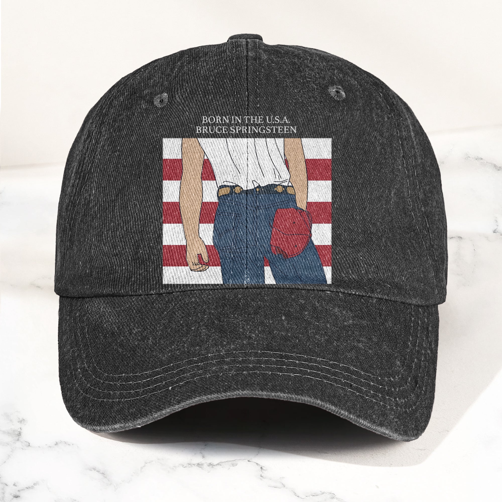 Born in the U.S.A Bruce Springsteen Denim Cap Retro Music Fan Merch Cap Gift For Dad (With Box)