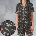 Cute Space Star Trek Satin Short-Sleeve Pajamas Set