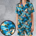 Snorlax Surfing Summer Vibes Satin Short-Sleeve Pajamas Set