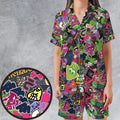 Splatoon Video Game Pattern Satin Short-Sleeve Pajamas Set