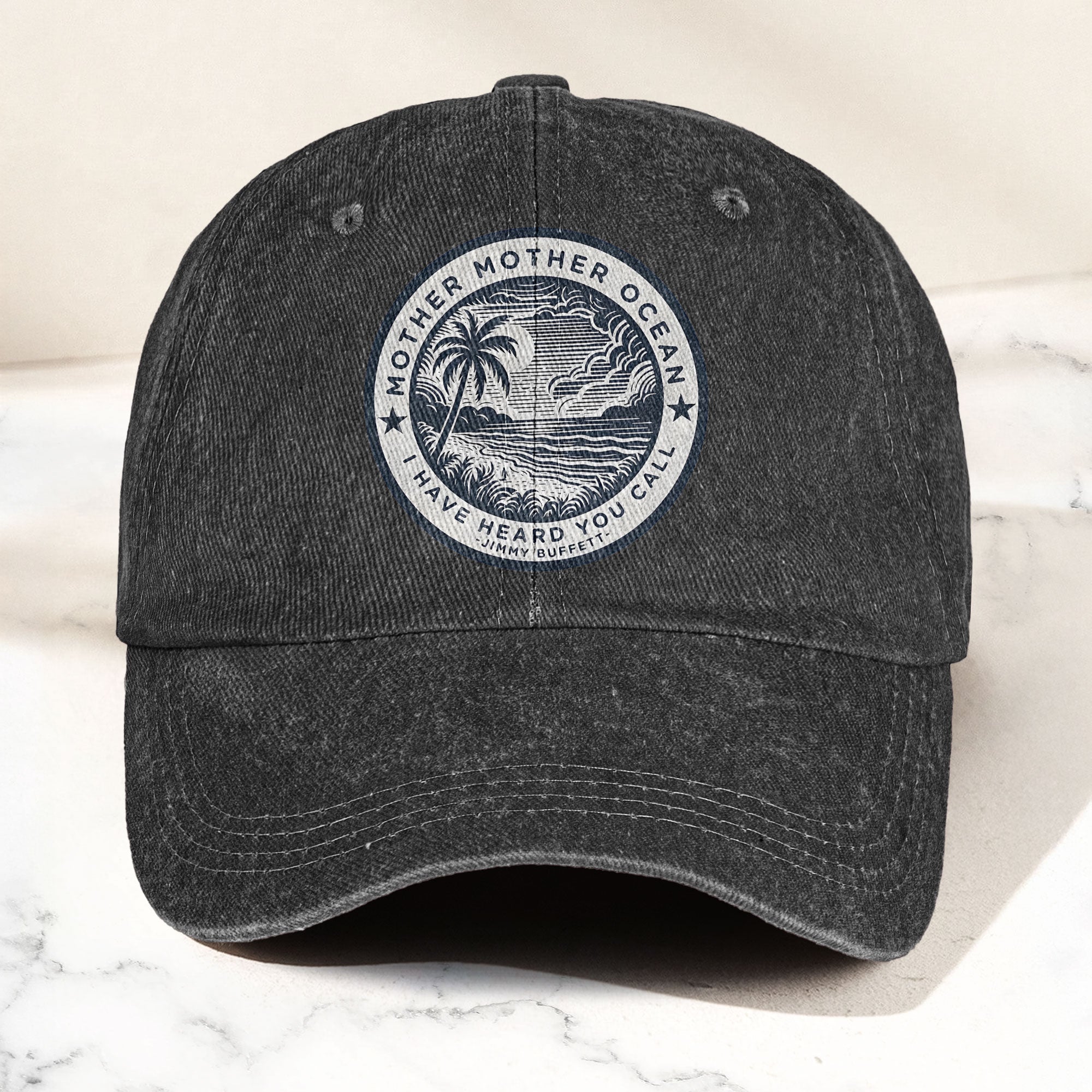 Mother Oceans Denim Cap Retro Jimmy Buffett Inspired Dad Hat (With Box)