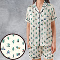 Kawai Cthulhu Pattern Satin Short-Sleeve Pajamas Set