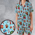 Santa's Emotion Inside Out Satin Short-Sleeve Pajamas Set