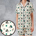 Mickey and Minnie St. Patrick's  Day Pattern Satin Short-Sleeve Pajamas Set