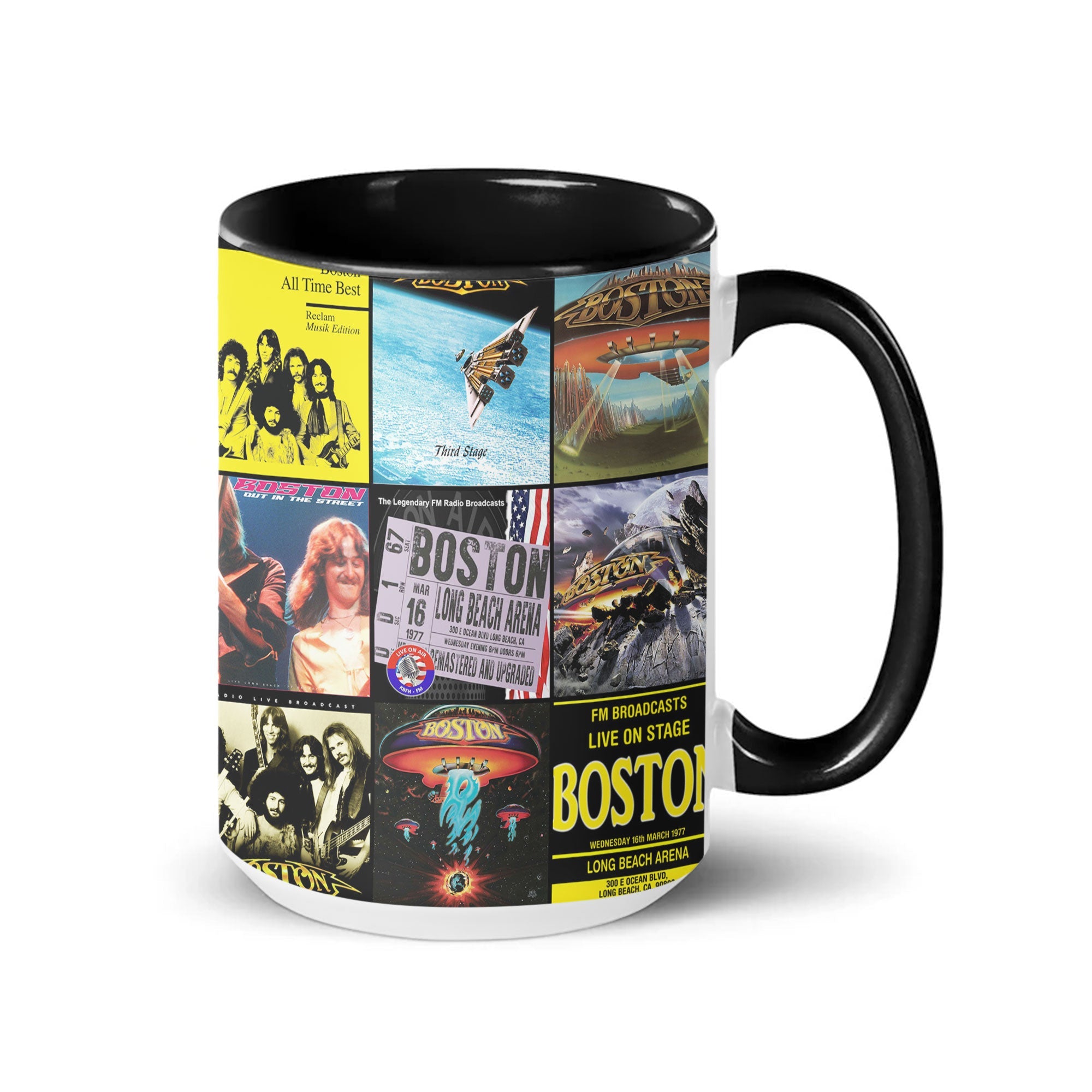 Boston Accent Mug Classic Album Cover Collage Gift for Rock Fans