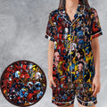 70 Variants and Bloodlines Satin Short-Sleeve Pajamas Set