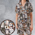 Funny Cat Internet Meme Satin Short-Sleeve Pajamas Set