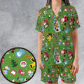 Santa Know Him Elf Satin Short-Sleeve Pajamas Set