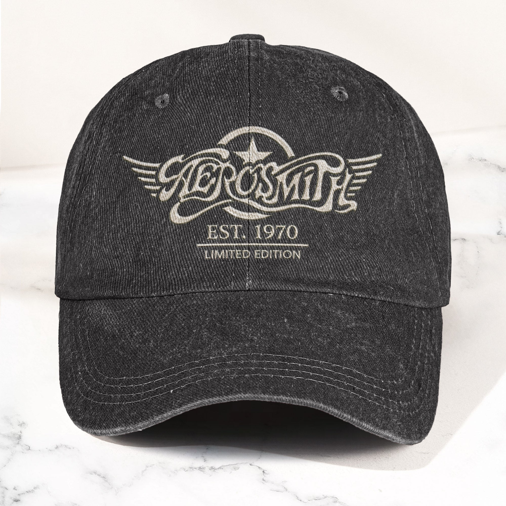 Aerosmith Est 1970 Limited Edition Denim Cap Vintage Dad Cap Gift For Dad (With Box)
