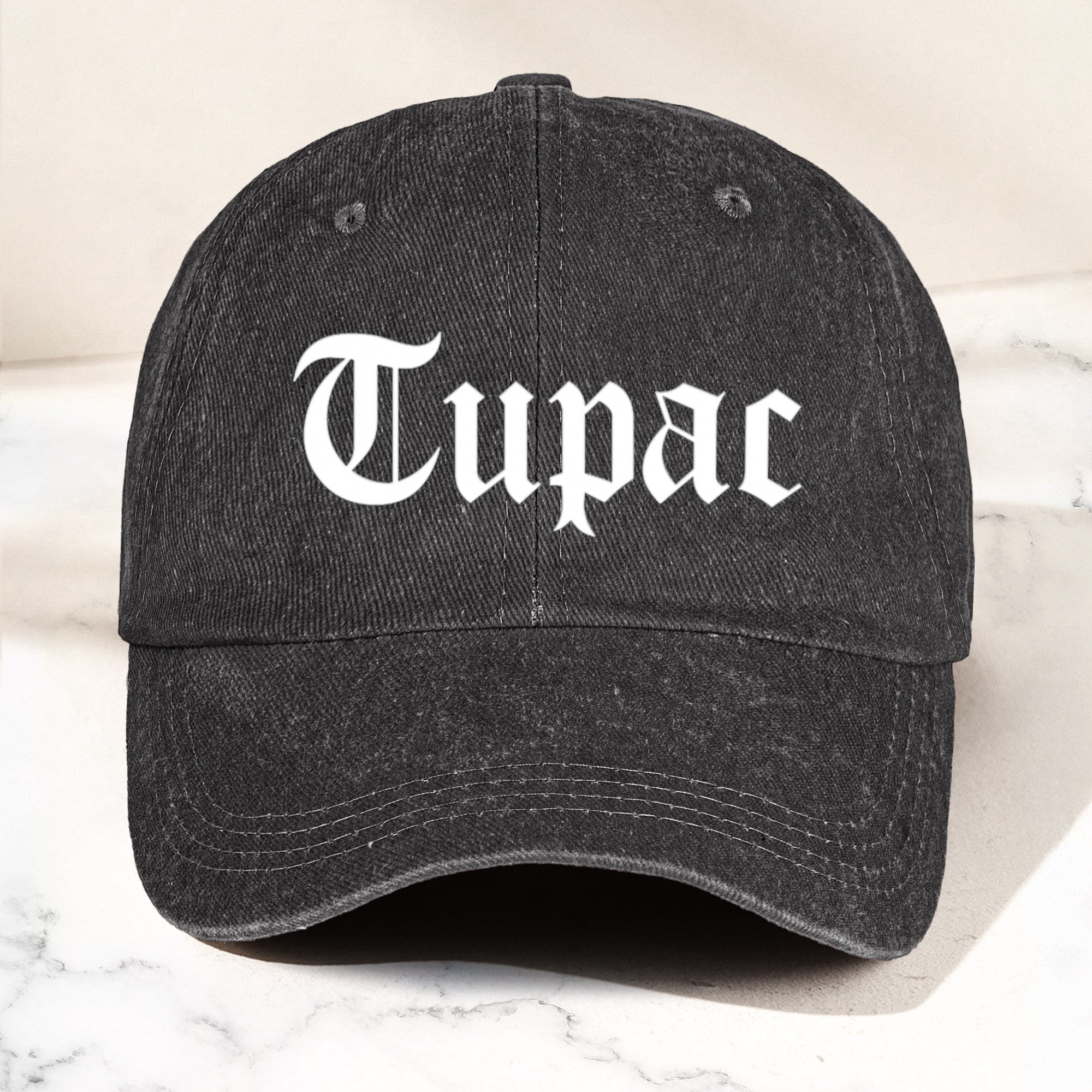 2Pac Denim Dad Cap Classic Old English Logo Design ( With BOX)