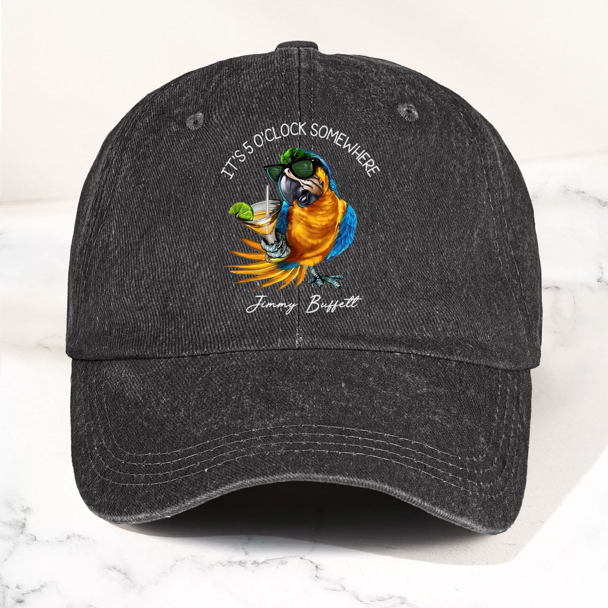 Jimmy Buffett "It's 5 O’Clock Somewhere" Denim Dad Cap Vintage Tropical Hat