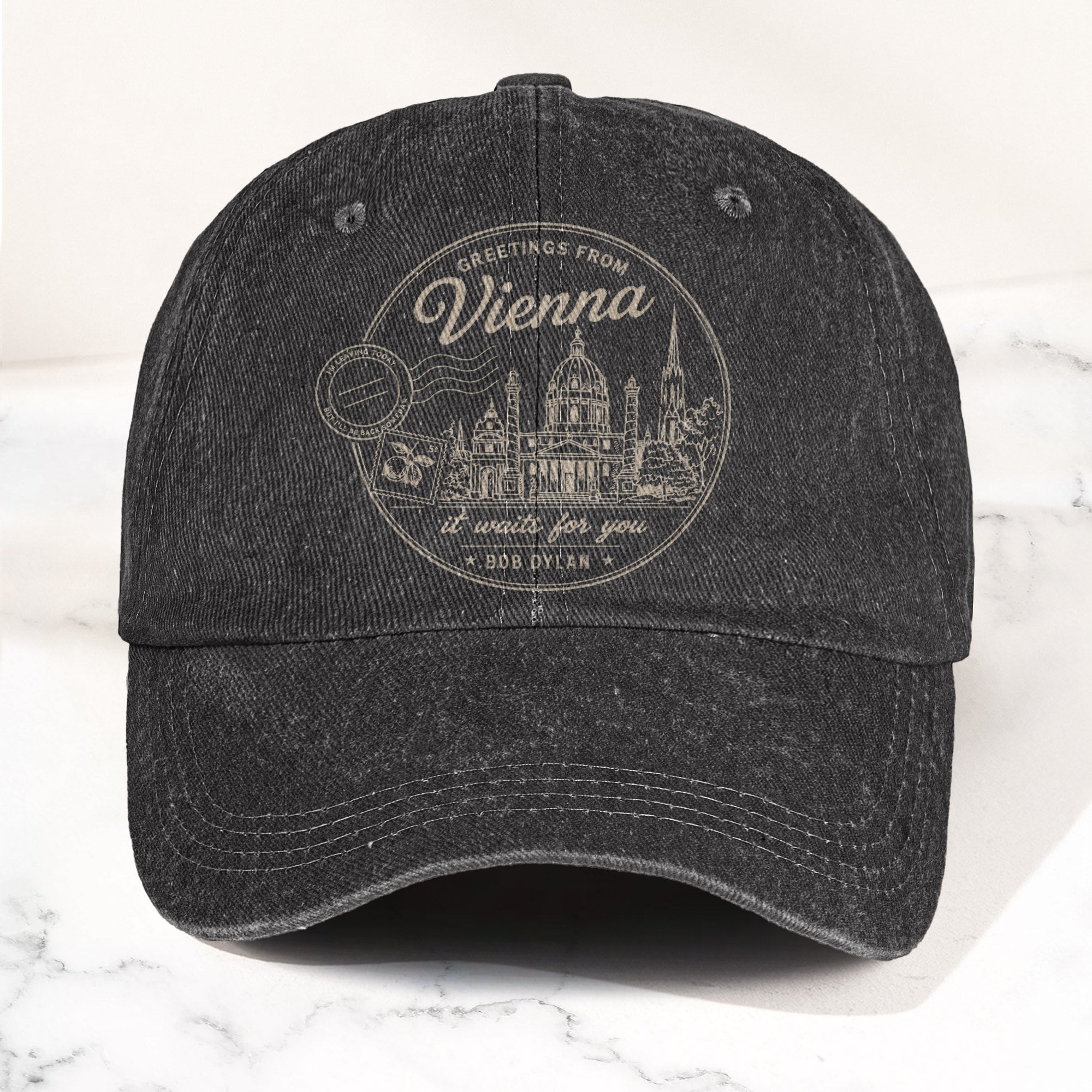 Bob Dylan Vienna It Waits For You Denim Cap Retro Vintage Dad Cap Gift For Dad (With Box)