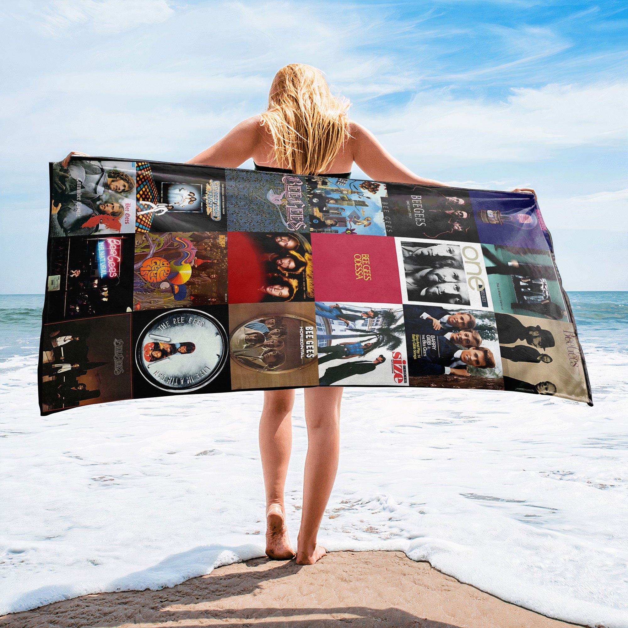 Bee Gees Beach Towel Album Cover Collage Classic Rock Towel