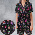 Space Horror Movie Killer Klowns Outer Satin Short-Sleeve Pajamas Set