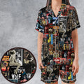 Classic Horror Movie Posters Monster Universal Scream Ghostface The Thing Satin Short-Sleeve Pajamas Set