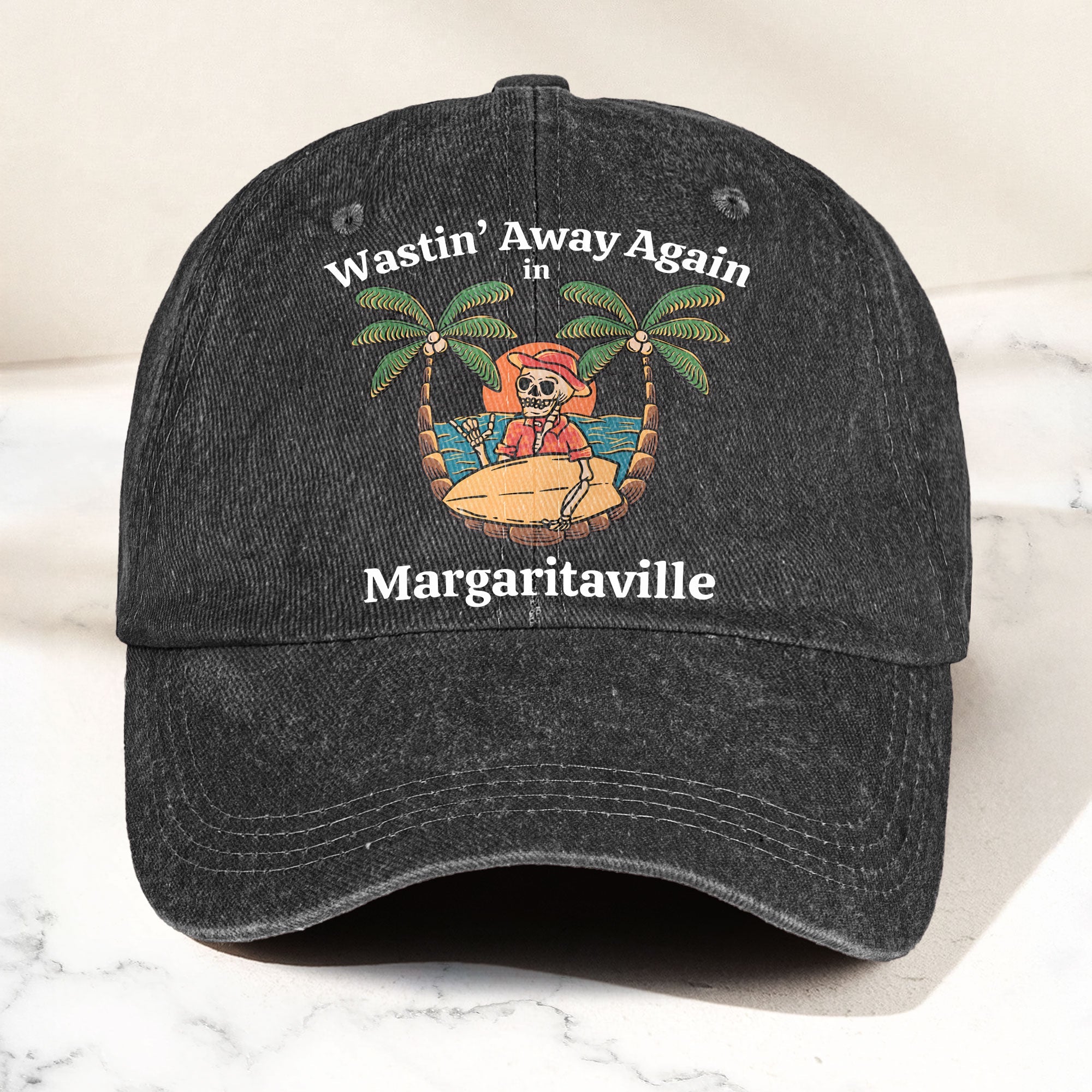 Wastin' Away Again in Margaritaville Denim Cap Retro Jimmy Buffett Inspired Dad Hat (With Box)