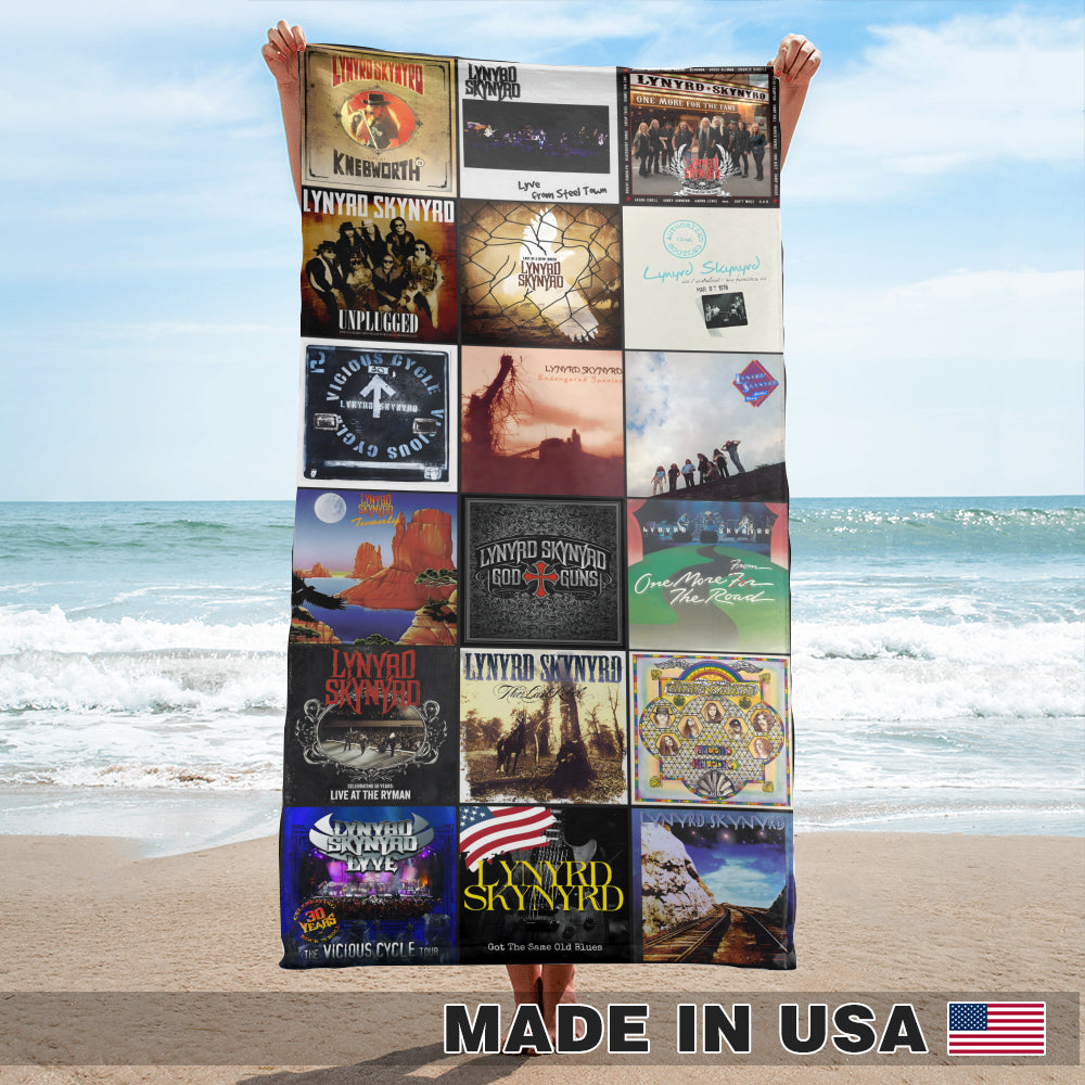 Lynyrd Skynyrd Beach Towel Album Cover Collage Southern Rock Towel