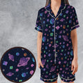 Galaxy Of Dices DnD Pattern Satin Short-Sleeve Pajamas Set