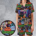 Goosebumps Pattern Satin Short-Sleeve Pajamas Set